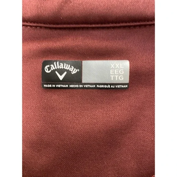 Callaway Golf 1/4 Zip Pullover XXL Mens Burgundy Performance Jacket - Picture 4 of 10